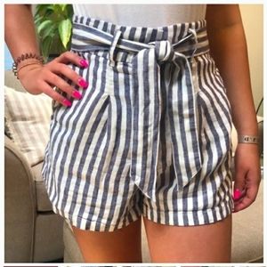 Cynthia Rowley 100% Linen Striped Shorts, 10